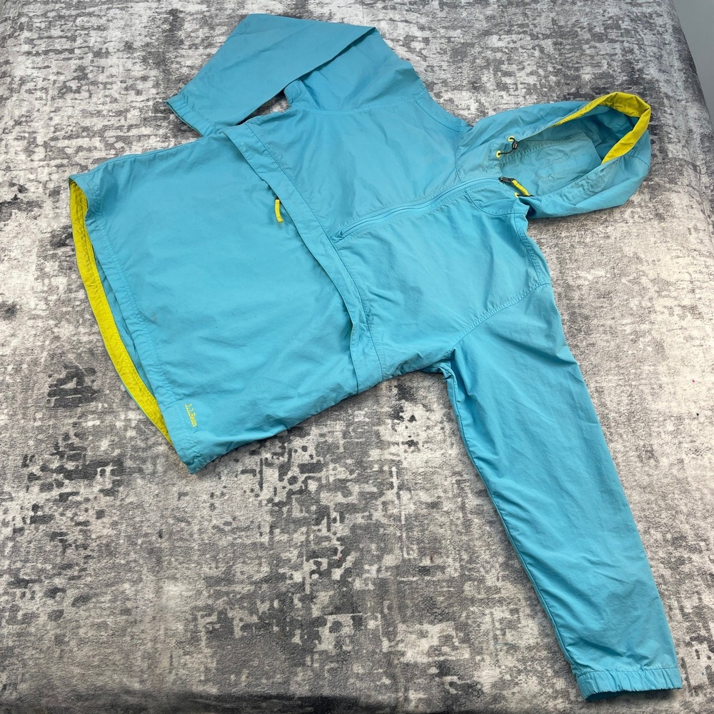 L.L.‎ Bean Men Large Blue Green Nylon Windbreaker Jacket Gorpcore Heritage